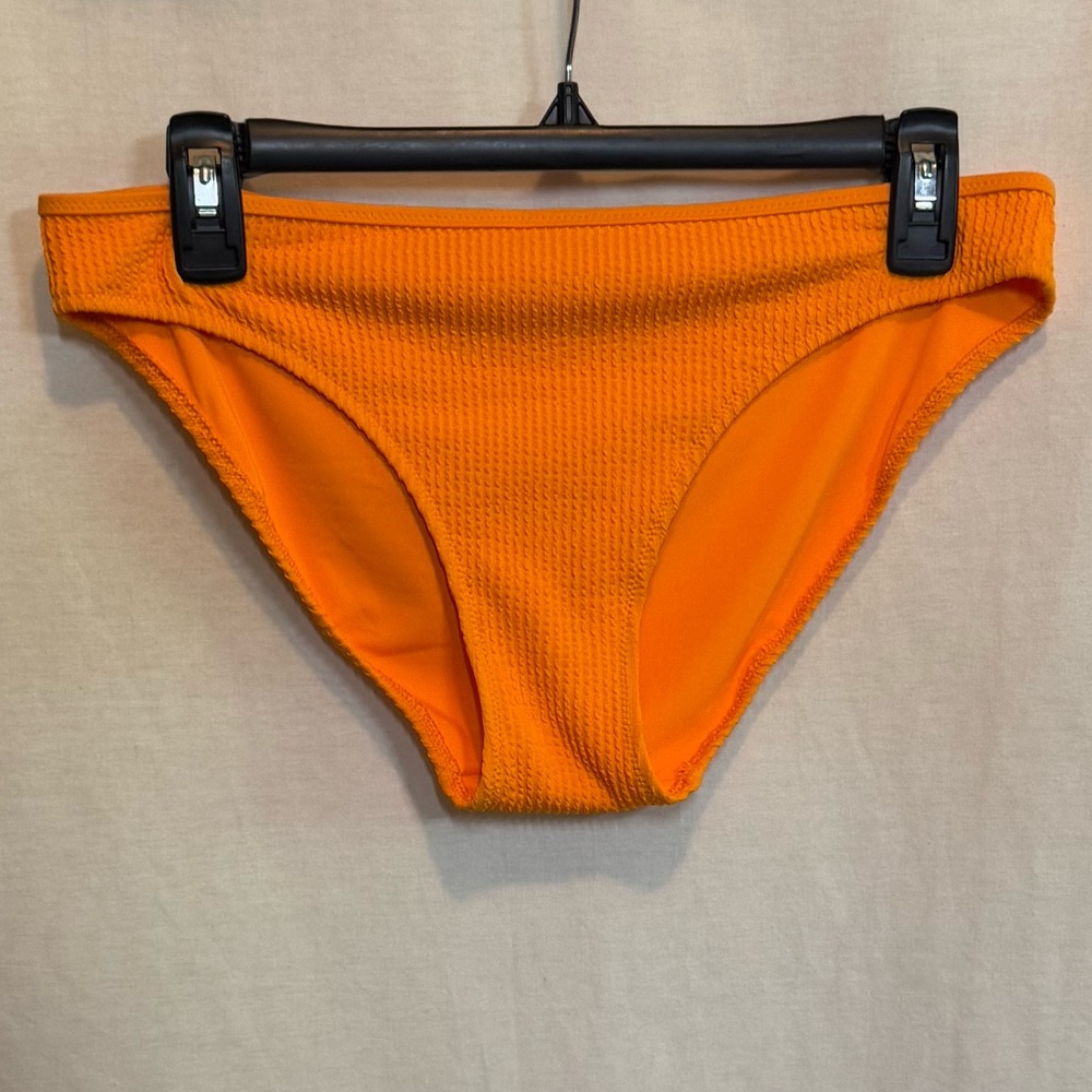 AA-531 Aerie NWT Ribbed Orange Lined Summer Swim Bikini Bottoms Size L